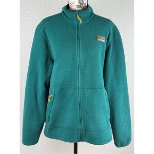 LL Bean Mens Mountain Classic Teal Green Fleece Zip Up Jacket, size Large